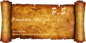 Paschka Sára névjegykártya